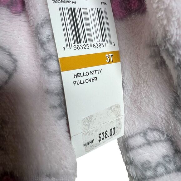 NEW Hello Kitty by Sanrio Fuzzy Pullover Sweater Toddler Girls 3T Pink & White - Picture 5 of 7